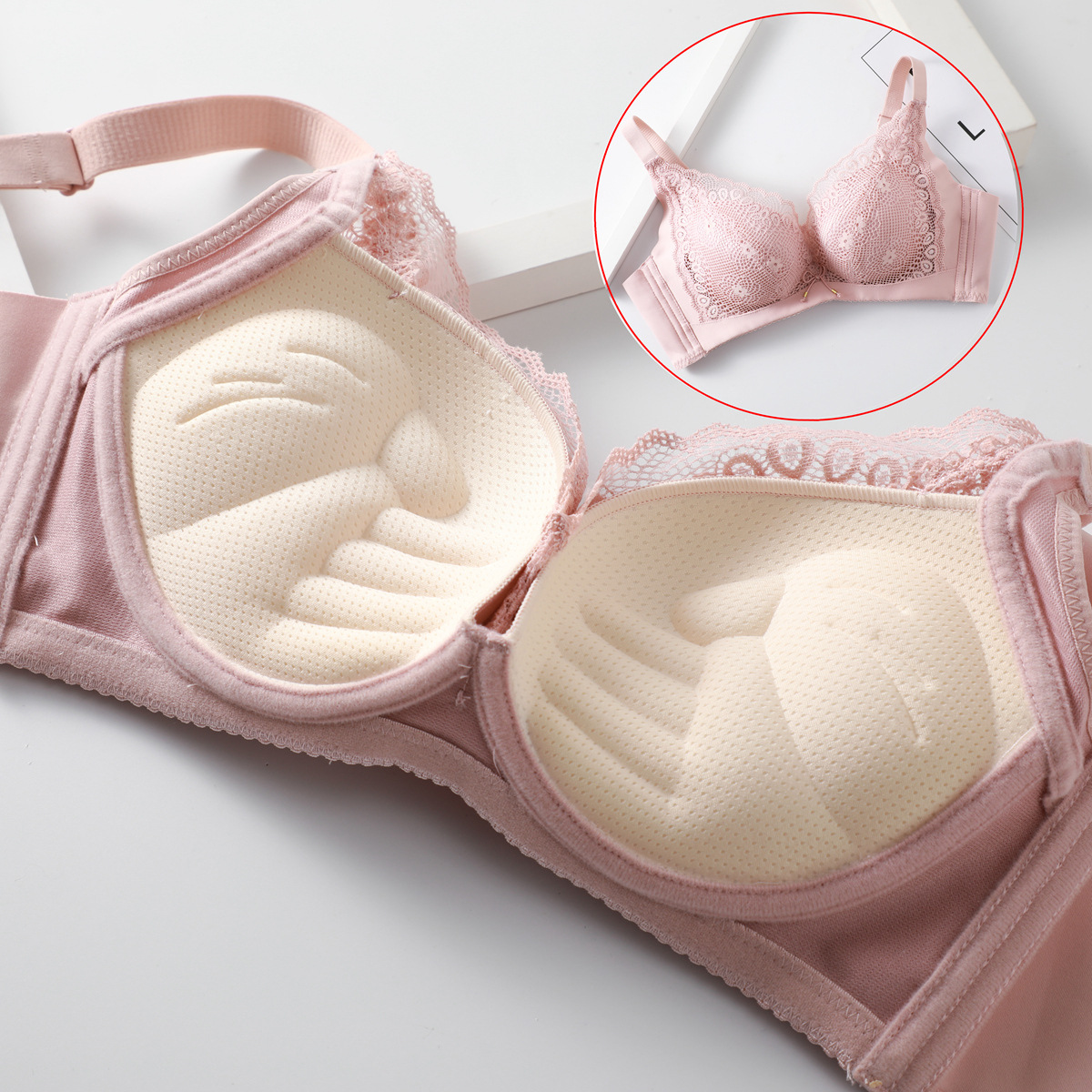 Bralette Wireless Soft - Bra Push Up wanita, Beha renda