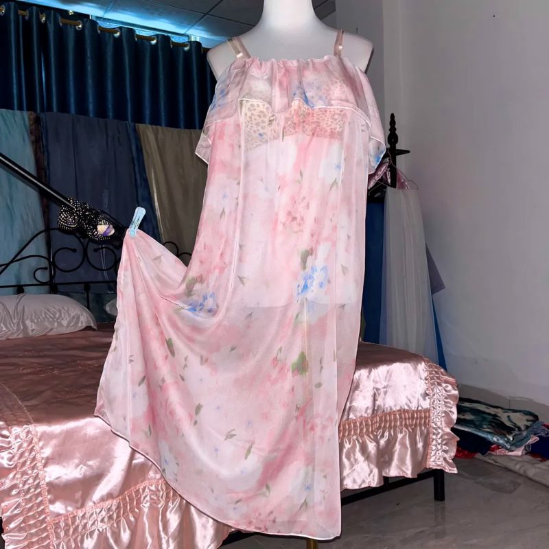 Set Baju Tidur Suspender Tembu - Robe Silk Women ulasan dan harga